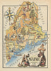 Maine small state map by Jacques Liozu 1946 old vintage plan chart