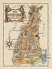 New Hampshire small state map by Jacques Liozu 1946 old vintage plan chart