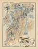 Boston small city plan by Jacques Liozu 1946 old vintage map chart