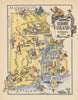 Rhode Island small state map by Jacques Liozu 1946 old vintage plan chart
