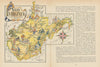 West Virginia small state map by Jacques Liozu 1946 old vintage plan chart