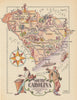 South Carolina small state map by Jacques Liozu 1946 old vintage chart