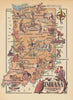 Indiana small state map by Jacques Liozu 1946 old vintage plan chart