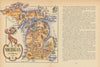 Michigan small state map by Jacques Liozu 1946 old vintage plan chart