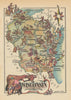 Wisconsin small state map by Jacques Liozu 1946 old vintage plan chart