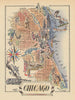 Chicago small city plan by Jacques Liozu 1946 old vintage map chart