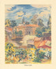 Château Lafite wine estate by Keith Baynes. Gironde Bordeaux 1950 old print