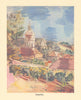 Hautvillers & vineyards by Keith Baynes. Marne Champagne 1950 old print