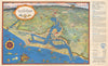 Map of Newport Harbor/Beach, Orange County, California by Claude Putnam c1955