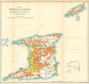 Trinidad & Tobago. Cocoa, sugar cane & coconut plantations. Oil fields 1938 map