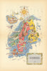 Scandinavia small pictorial map by Jacques Liozu 1952 old vintage chart