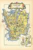 Götaland small pictorial map by Jacques Liozu. Sweden 1952 old vintage