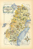 Norrland small pictorial map by Jacques Liozu. Sweden 1952 old vintage