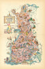 Suomi - Finland small pictorial map by Jacques Liozu 1952 old vintage