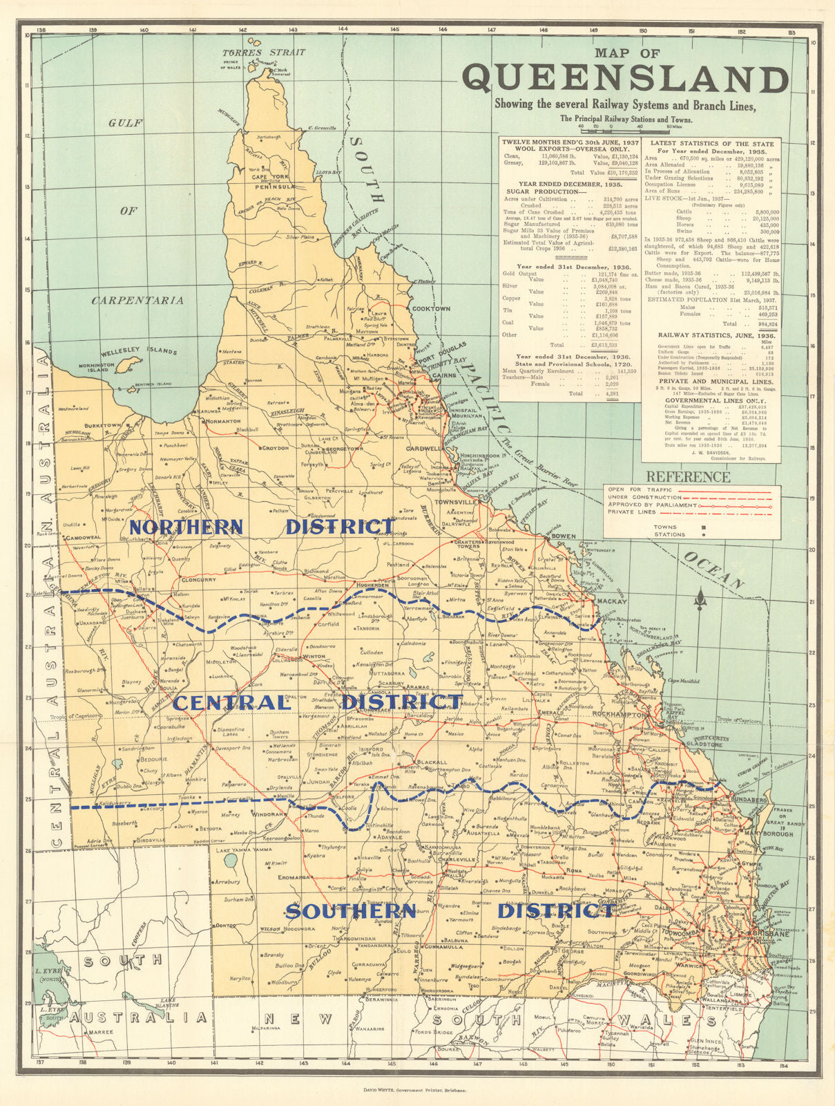 Map of Queensland showing the several Railway Systems… by David Whyte ...