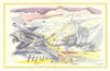 Flims ski resort piste/trail map by Otto Müller. Switzerland 1949 old