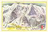 Mürren ski resort piste/trail map by Otto Müller. Switzerland 1949 old