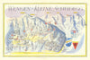 Wengen-Kleine Scheidegg ski resort piste/trail map by Otto Müller 1949 old