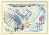 Saas Fee small ski resort piste/trail map by Otto Müller. Switzerland 1949