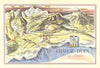 Chateau d'Oex-Rougement ski resort piste/trail map by Otto Müller 1949 old