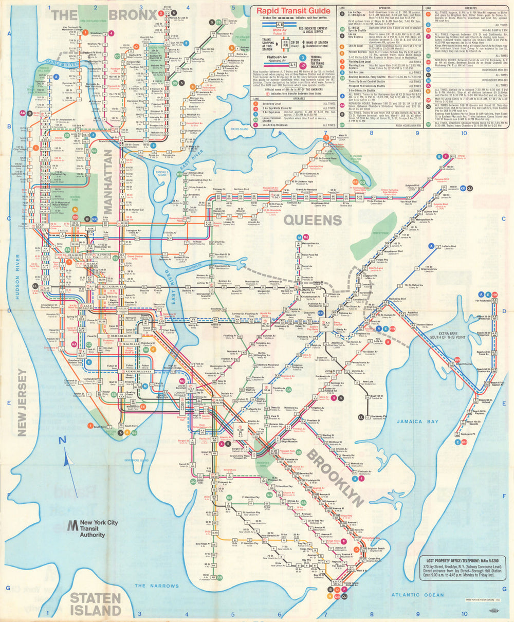 Map Transit Guide New York City Transit Authority. Rapid Transit Guide. Subway map. D ...