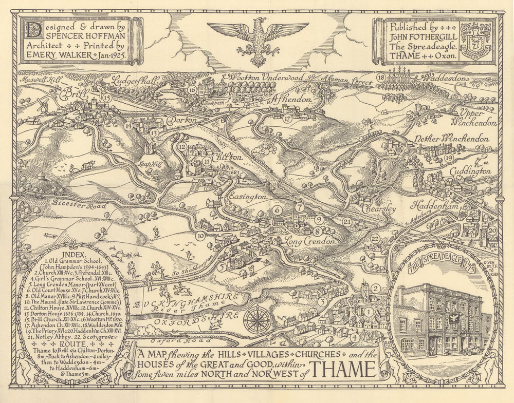 The hills & villages… within some 7 miles north & nor'west of Thame 1925 map