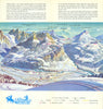 Chateau d'Oex ski resort panorama and piste/trail map. Vaud. Switzerland c1962