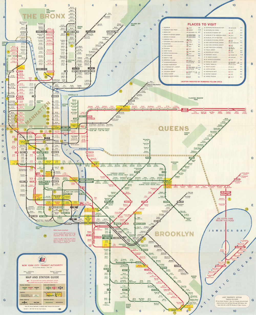 New York City Subway map and guide. NYC Transit Authority / George Salomon 1967