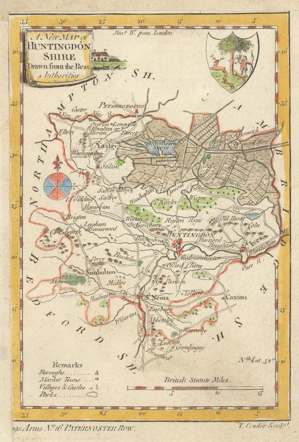 A new map of Huntingdonshire drawn from the best authorities. Conder c1784