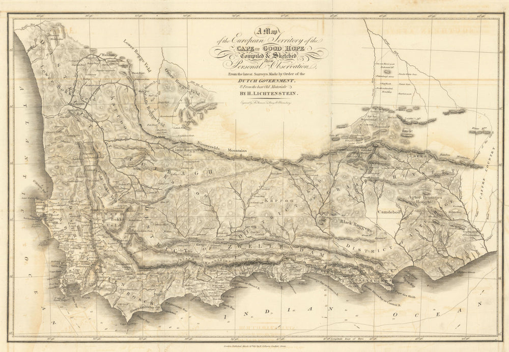 A Map of the European Territory of the Cape of Good Hope by H. Lichtenstein 1815