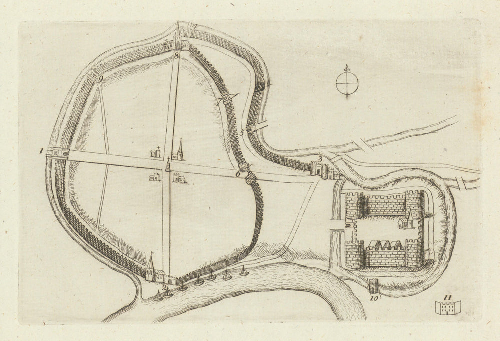 A plan of the medieval city of Bristol 1789 old antique vintage map chart
