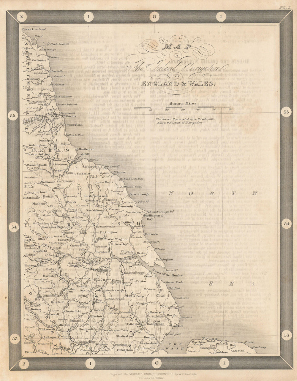 Map of inland navigation of England & Wales, north east by Thomas Moule 1837
