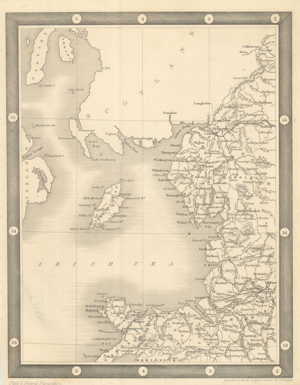 Map of inland navigation of England & Wales, north west by Thomas Moule 1837