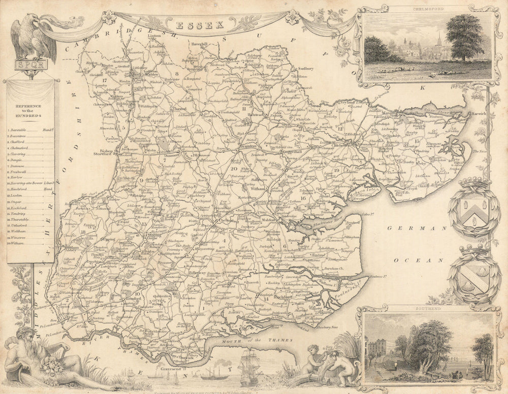 Essex antique county map by Thomas Moule 1837 old plan chart