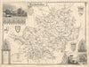 Hertfordshire antique county map by Thomas Moule 1837 old chart