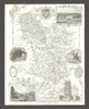 Derbyshire antique county map by Thomas Moule 1837 old plan chart