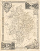 Warwickshire antique county map by Thomas Moule 1837 old chart