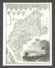 Cumberland antique county map by Thomas Moule 1837 old plan chart