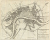 Plan of London & Westminster shewing 1643 Forts & 1666 Fire damage 1749 map