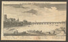 A South View of Westminster Bridge, London. Gent's Mag 1746 old antique print