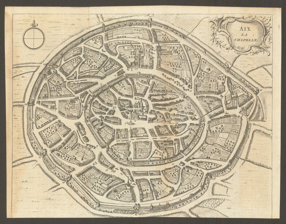 Aix La Chapelle. City plan of Aachen, Germany. Gent's Mag 1748 old antique map