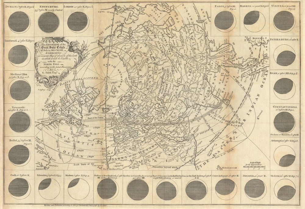The geography of the great solar eclipse of July 14th 1748. SMITH G 1748 map