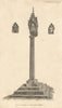 Draft of the Market Cross at Henley in Arden, Warwickshire 1815 old print