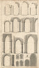 Specimens of Arches in English Buildings. Churches 1815 old antique print