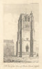 S.W. view of Beccles Bell Tower, Suffolk. St. Michael's church 1817 old print