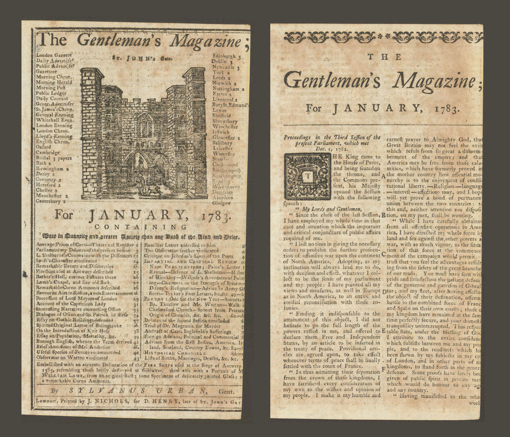 American Revolutionary War King George III concession speech Gents Mag Jan 1783