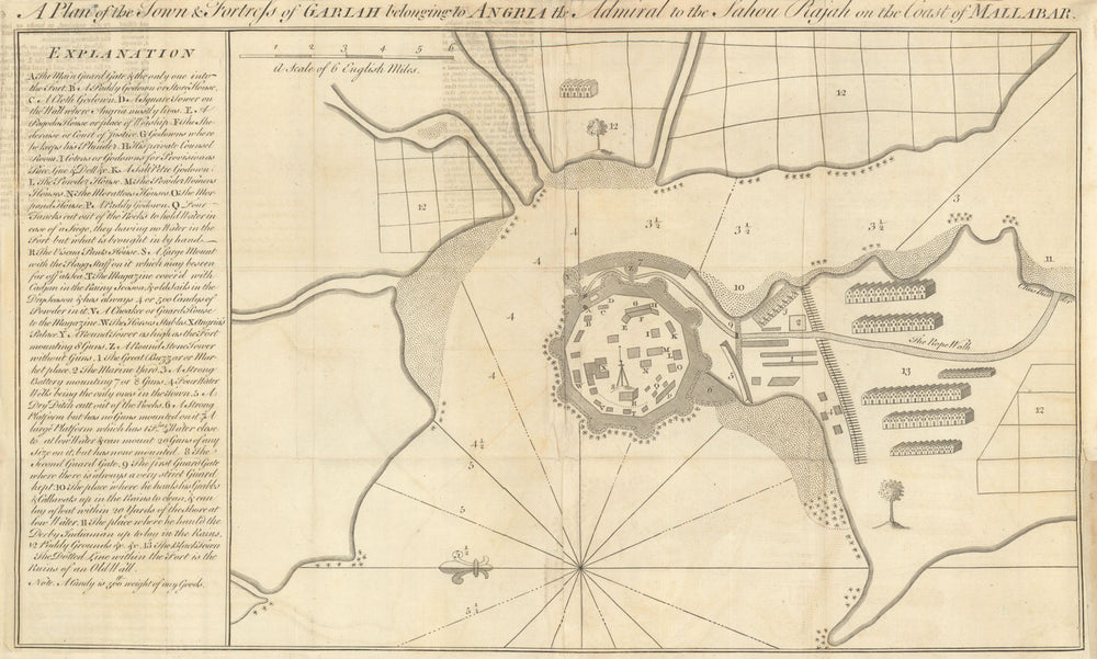 The town & fortress of Gariah… Vijaydurg Geriah Maharashtra. Gent's Mag 1756 map
