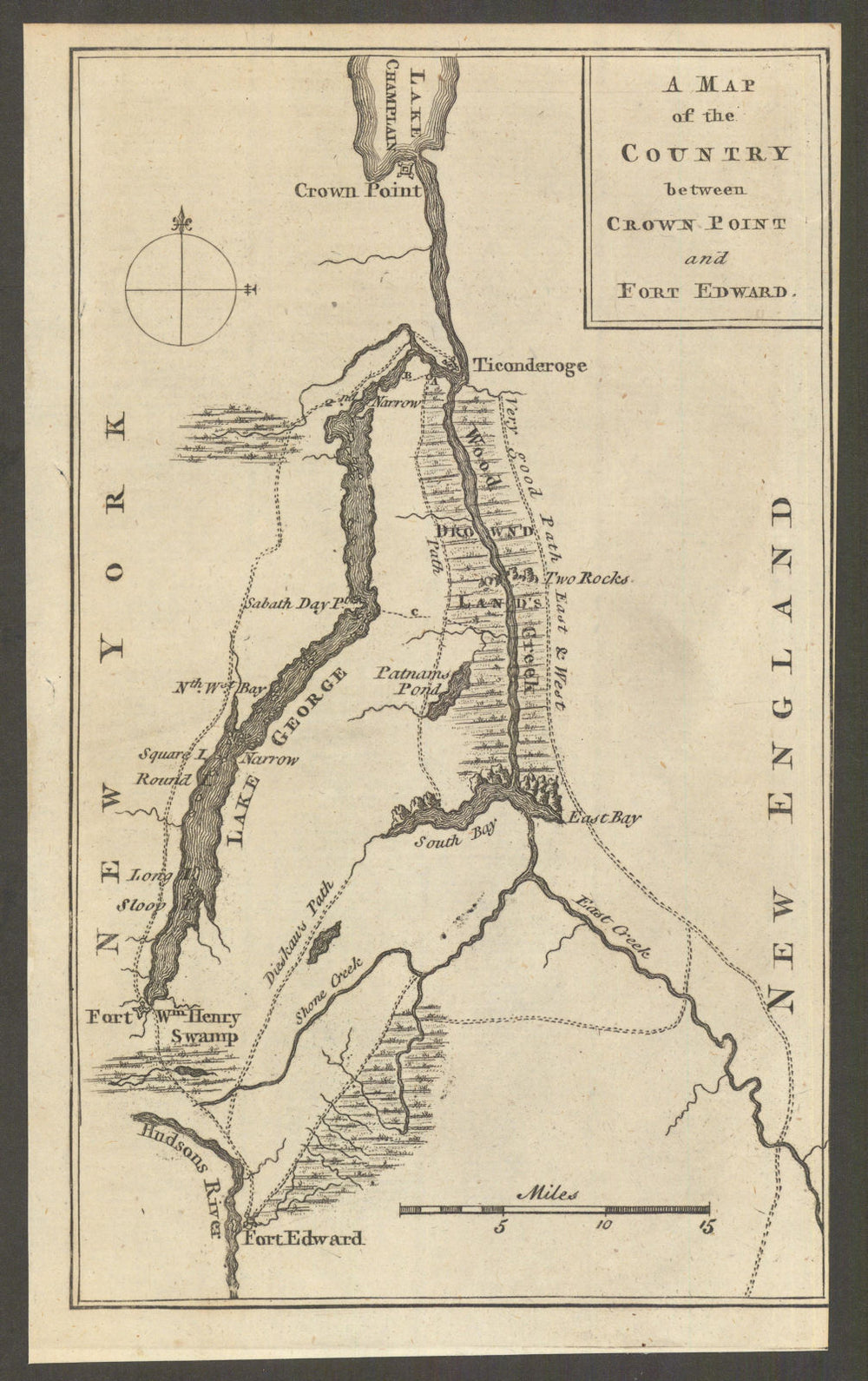 The country between Crown Point & Fort Edward. New York state Gents Mag 1759 map