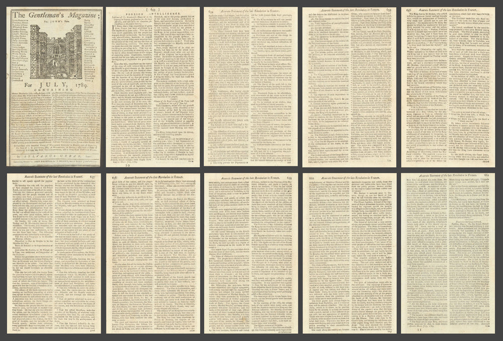 French Revolution news report. Storming of the Bastille. Gents Mag. July 1789