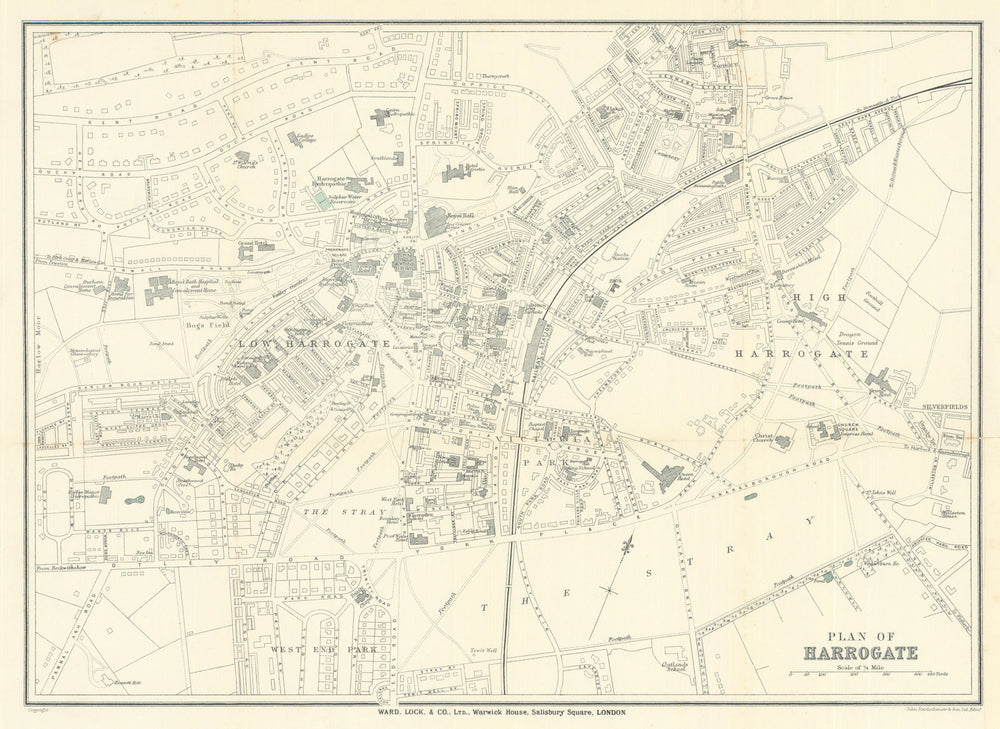 HARROGATE vintage town/city plan. Yorkshire. WARD LOCK 1927 old vintage map